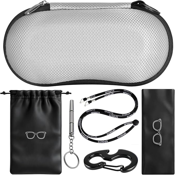RayLove Sunglasses Case Hard Shell, Crush Resistant Eyeglass Case with Zipper, Lightweight Sunglasses Travel Case