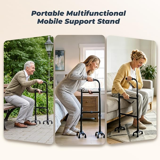 Stair Climbing Aid Cane for Seniors – Height & Width Adjustable, Lightweight Portable, Slip-Resistant Sturdy | Fits Standard Steps 300lbs | Stair Aid Cane for Elderly, Sore Knees, &Post-Surgery