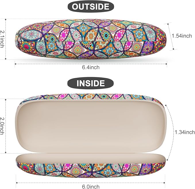 Eyeglasses Case, Portable Hard Shell Protective Case for Glasses, Eyeglass Holder Box for Women with Cleaning Cloth