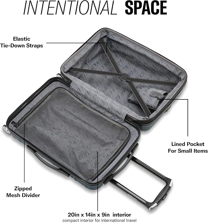 Omni 2 Airline Approved Carry-On Luggage – Stress-Free Size Meets 22x14x9" Requirements – For Fast Trips & Avoiding Baggage Fees – Dual 360° Spinner Wheels, USB Power Hub, Expands 1.5” – Purple