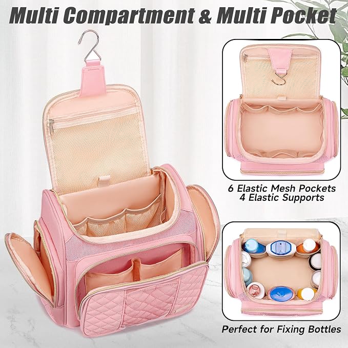 Tealari Large Toiletry Bag for Women Men,Bathroom Bag,Water Resistant Shower Bag,Makeup Bag,Portable Shower Caddy for College Dorm,Hanging Travel Toiletry Bag with Transparent Waterproof Phone Pocket