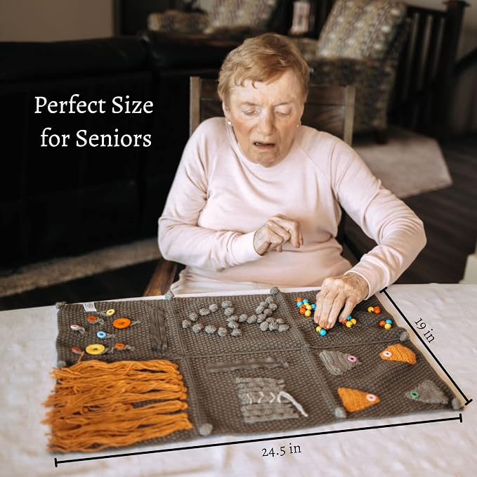 Handmade Fidget Blanket for Alzheimer's & Dementia | Calming Sensory Blanket for Seniors | Fidget Quilt for Memory Loss | Dementia Gift