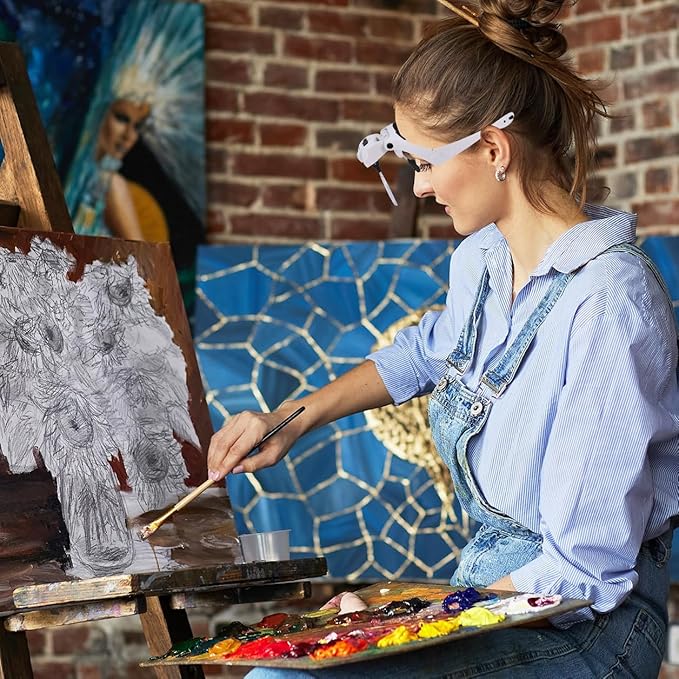 YOCTOSUN Head Magnifier with 5 LED Lights, Rechargeable Headband Magnifying Glass with 5 Interchangeable 1.2X, 1.8X, 2.5X, 3.5X, 4.5X Lenses, Great Magnifying Glasses for Jewelry, Arts and Crafts