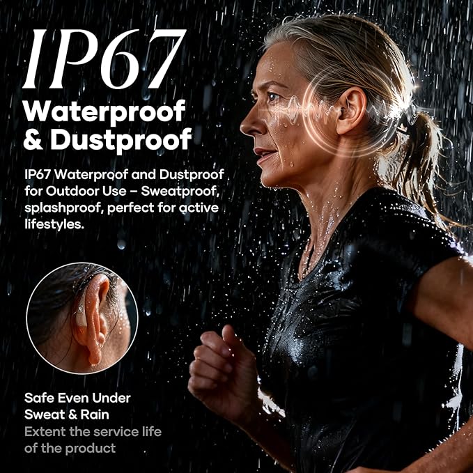 iBstone Edge Hearing Aids for Seniors Adults – Superior Sound Quality, IP67 Waterproof & Sweatproof, Durable for Outdoor Sports, Rain & Sweat, 1.5H Fast Charging