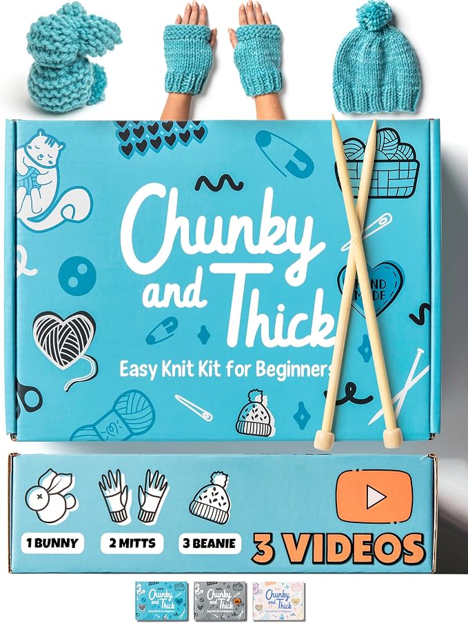 Complete Knitting Kit for Beginners - Learn to Knit Kit with Knitting Accessories Like Thick Beginner Yarn, Bamboo Needles for Beginners & More - Includes Video Tutorials & Written Guide