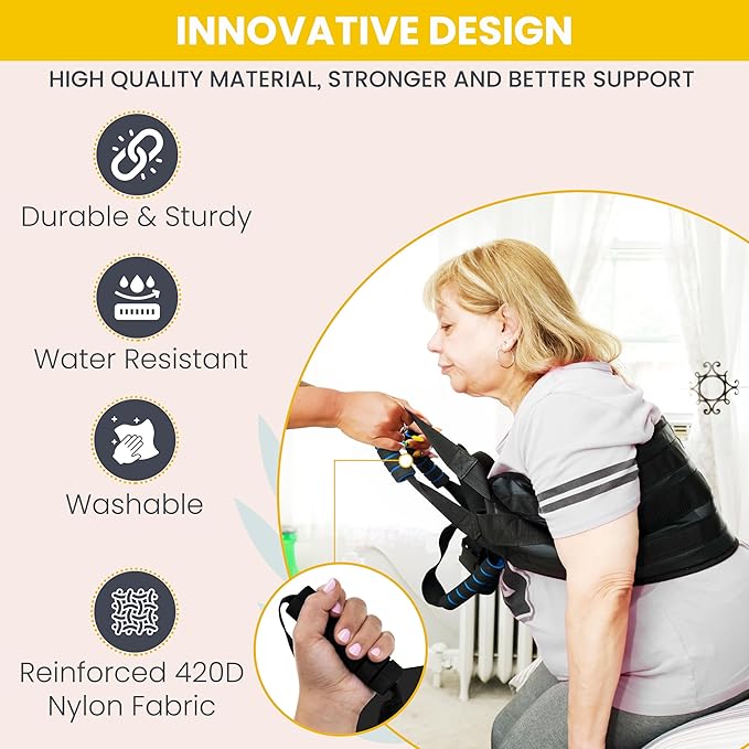 35 Inch Patient Transfer Sling For Elderly and Disabled - Lift Assist for Elderly, Gait Belt For Seniors, Patient Lift Mobility Equipment For Elderly, Transfer Belt Lifting Strap for Bedridden Injured