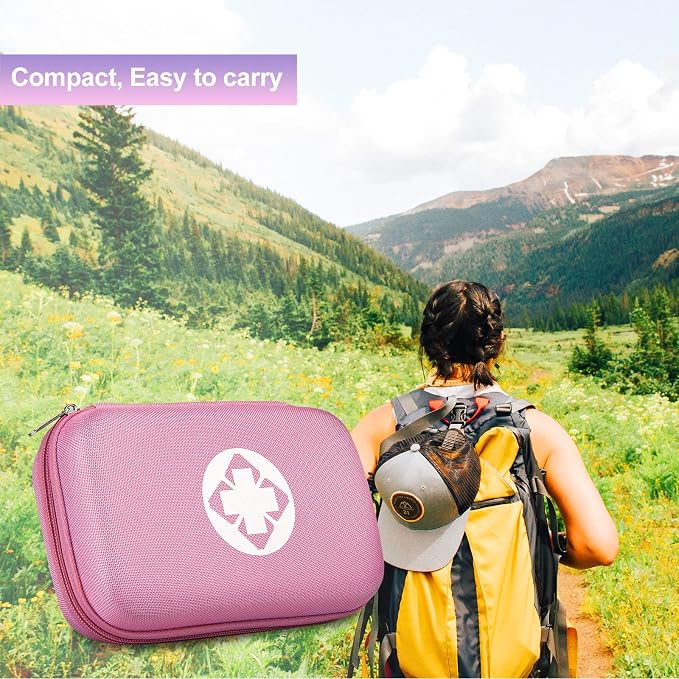 Small-Waterproof Car First-Aid Kit Emergency-Kit - Pink 277Piece Camping Equipment for Camping Hiking Home Travel YIDERBO
