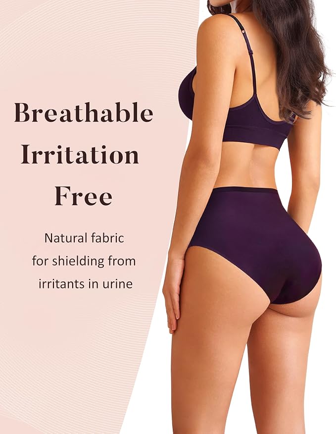 AIRCUTE Washable Urinary Incontinence Protective Underwear for Women Leak Proof Absorbent Reusable Panties 60ML 1 Pack (Purple, 2X-Large)