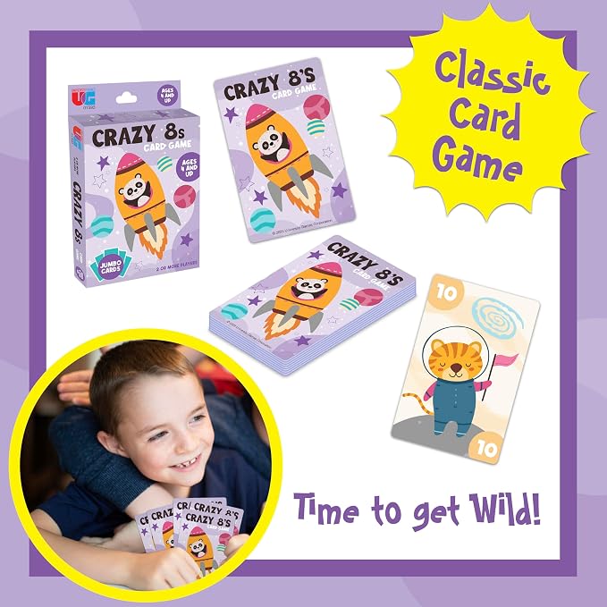 Crazy Eights Travel Card Game, Classic Family Game, Ages 4+