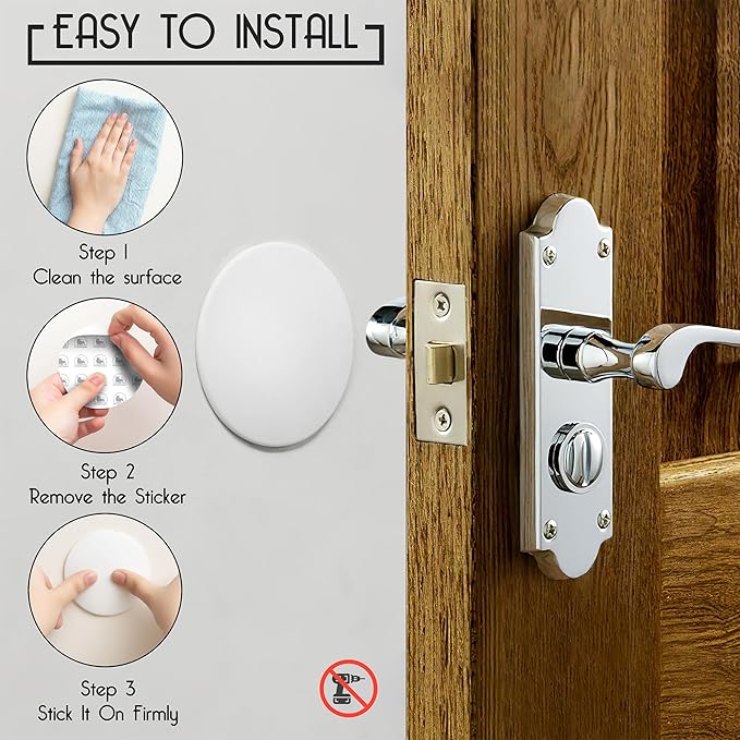 Door Stoppers X-Large 5" (3 Pack) - Door Stoppers for Wall with Strong Back Adhesive - Quiet and Shock Absorbent Silicone Wall Protectors from Door Knobs - Protects Every Surface - White
