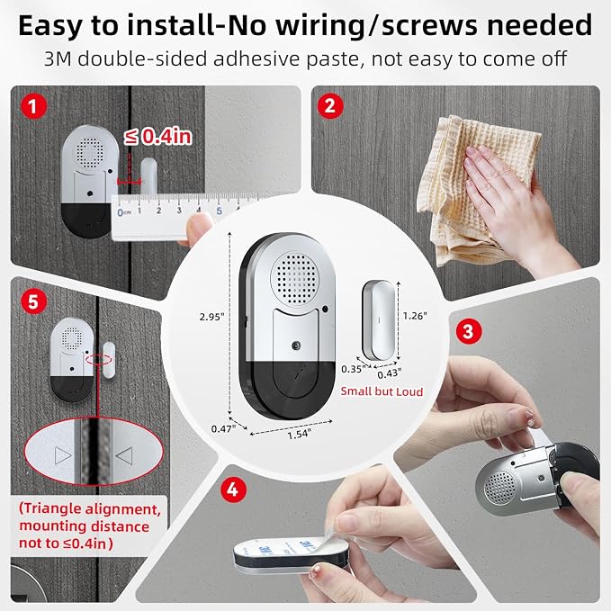 Sanjie Door Alarms When Opened,Door Window Alarm Sensors for Kids Safety/Home Security/Pool/Garage/Dementia/Toddler/Travel Security,Easy to Install,Volume Control/Loud Alert,Long Battery Life,10 Pack
