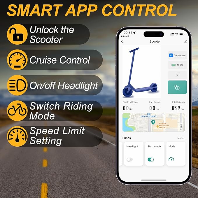 Electric Scooter for Adults, Folding E Scooter with 350W/500W Motor 16-24 Mph Top Speed, Max 15-60 Miles Long Range, 6.5''/8.5''/10''/14'' Solid Tires Commuting Scooters, Dual Brakes, APP