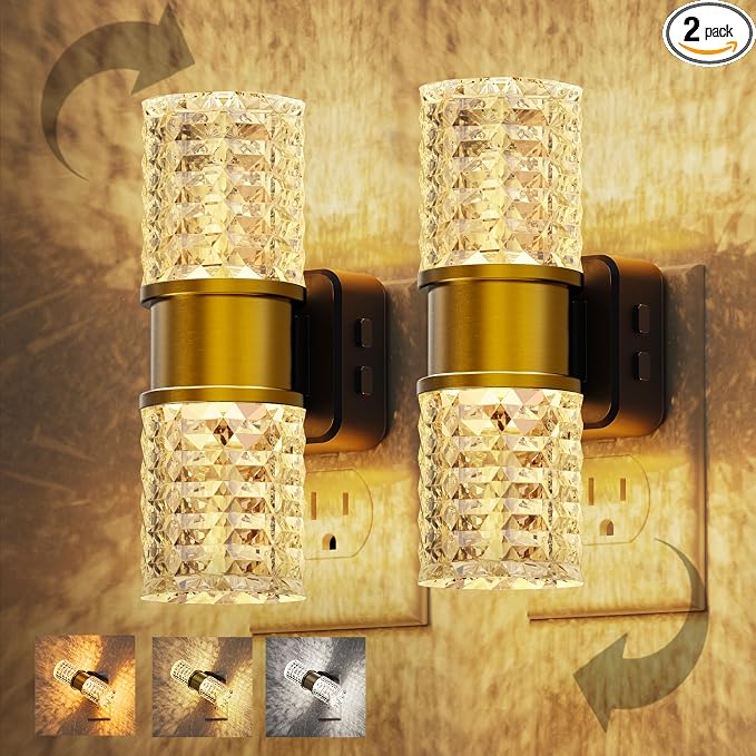 L LOHAS LED Night Light, Modern Night Lights Plug into Wall, 2 Pack | Amber-3000K-5000K Adjustable Color Temperature Night-Light, Dimmable Nightlights, Dusk to Dawn Sensor, Rooms Bathroom Hallway