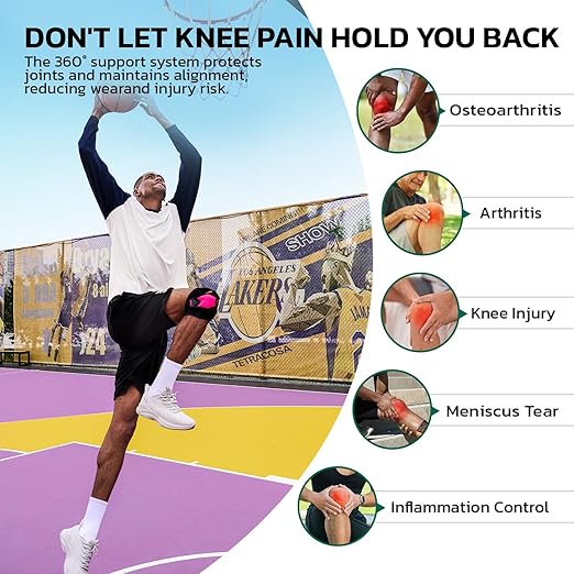 Knee Brace for Women Men Knee Pain Meniscus Tear Arthritis Patella Dislocation Best Osteoarthritis Adjustable Compression with Memory Stabilizers for ACL MCL Breathable for Injury Recovery 5XL