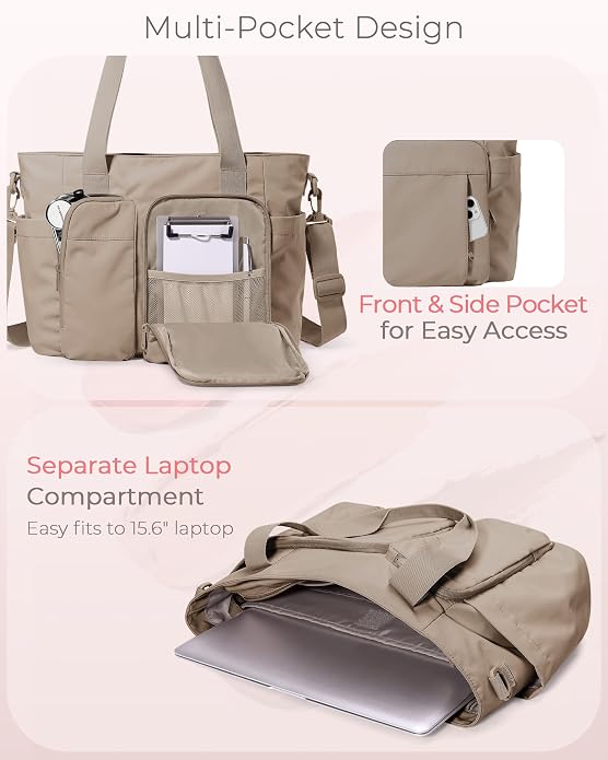 Marscamd Nurse Tote Bag with Crossbody Strap, 9-Pocket Clinical Bag for Nursing Students