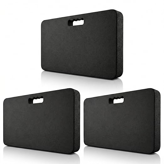 Gardzen 3 Pack Extra Thick Kneeling Pad for Gardening Work | 1.5 Inch Soft NBR Foam Knee Cushion Bathing Baby, Large Smooth Kneeler Mat Yoga Exercise, 18x11, Black