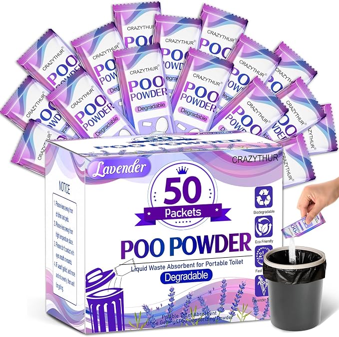 Poo Powder for Portable Toilet Gel Powder, Camping Toilet Gel | Pee Powder, Eco Toilet Gel for 650ml Urine/10g, Toilet Gel Powder for Outdoor Camping and Hiking