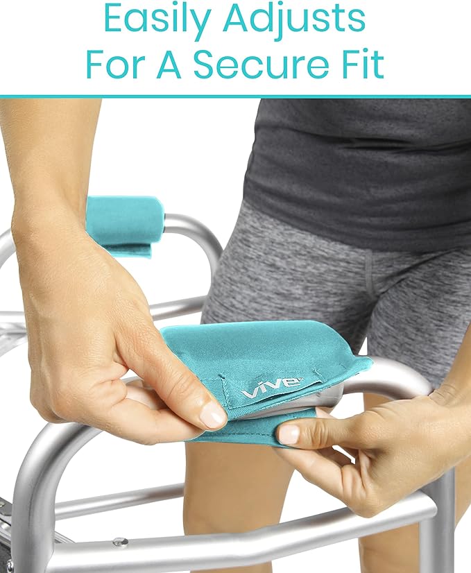 Vive Walker Handle Cushions - Padded Hand Covers - Soft Cushion Padding Medical for Folding Rolling Wheelchair, Rollator Handle, Senior, Elderly Grippers - Crutch Handle Pad Grips - Mobility Aid
