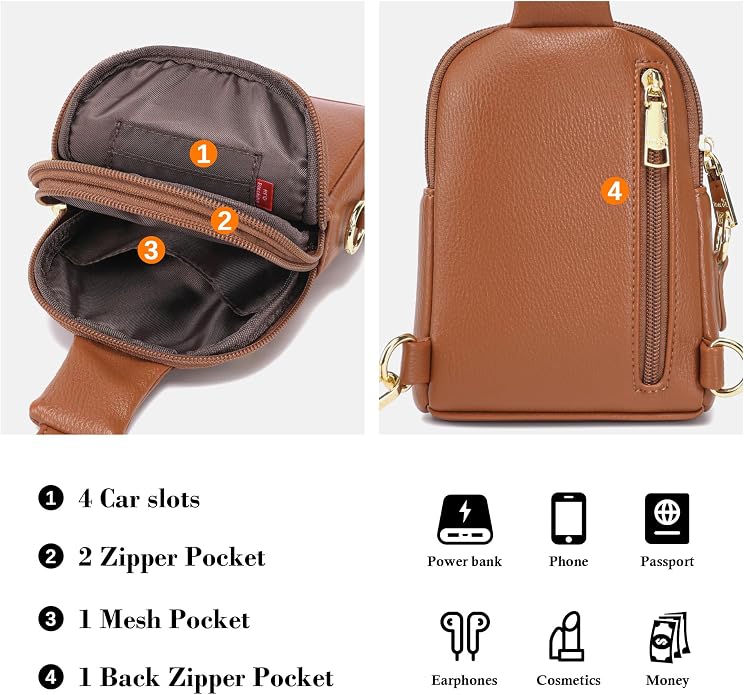 Lightweight Small Crossbody Sling Bag for Women | Mini Travel Purse,Multi-pocket with Card Slots,Durable Vegan Leather,Everyday Carry