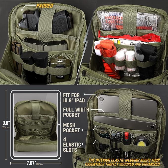 WYNEX Tactical Molle Admin Pouch, Molle Pouches of Double Layer Design | Utility EDC Pouch Organizer, Modular Tool Pouch, Medical EMT Attachment Bag,Large Capacity, Elastic Webbing Insert Panel