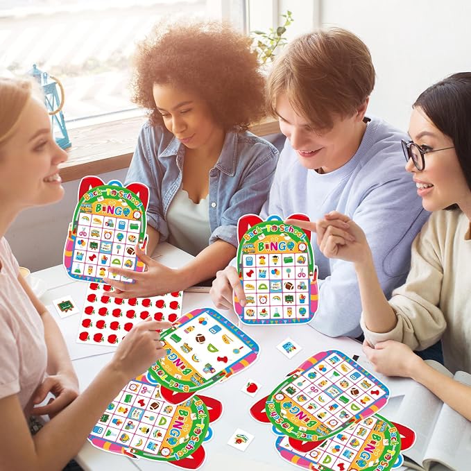 24 Player Back to School Bingo Game Cards for Group Activities Party Supplies