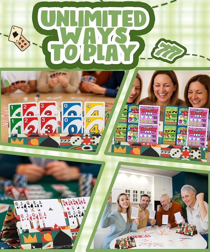 Playing Card Holders for Adults Bingo Pull Tabs Abstract Pattern | Gambling Tickets Card Game Holders for Canasta Poker Bridge Cards Casino