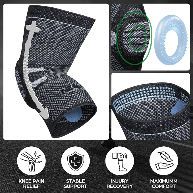 NEENCA Professional Knee Brace for Pain Relief, Medical Knee Compression Sleeve, Upgraded Knee Support with Horizontal Knit Tech for Meniscus Tear, ACL, Arthritis, Joint Pain, Runner, Workout...