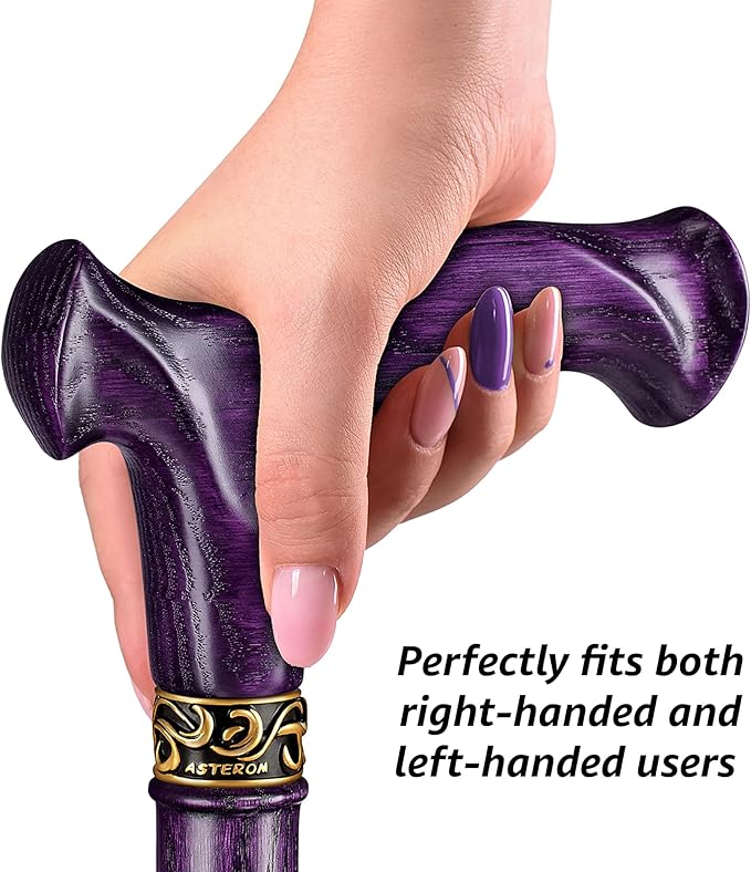 Asterom Walking Cane for Men & Women - Handmade, Ergonomic, Wooden Canes - Cool Walking Sticks for Seniors