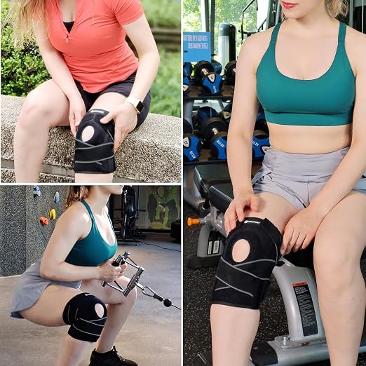 DOUFURT Knee Brace for Men & Women, Side Stabilizers & Patella Gel Pads | Plus Size Adjustable Knee Brace Support Relieves Meniscus Tears, Knee Pain, Arthritis, ACL/MCL Recovery, Daily Activities