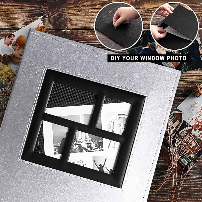 Ywlake Photo Album 4x6 600 Pockets Photos, Extra Large Capacity Family Wedding Picture Albums Holds 600 Horizontal and Vertical Photos Silver