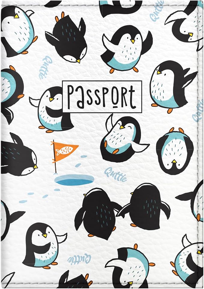 Passport Cover for Kids, Women and Men, Cute Travel Passport Holder (Penguin Pattern)