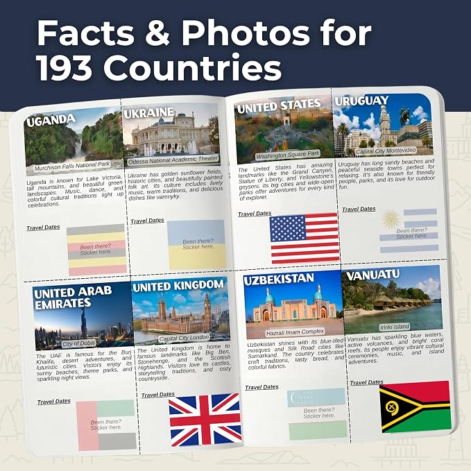World Travel Tracker Passport — Mark 193 Countries Visited with Flag Stickers — Pocket-Sized Scratch Off Map Alternative, Travel Journal, and Gift for Travelers