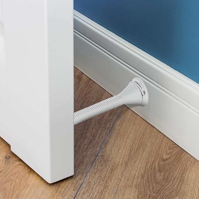 Ravinte Door Stoppers, 12 Pack White Spring Door Stops with Rubber Bumper, Door Stoppers for Bottom of Door