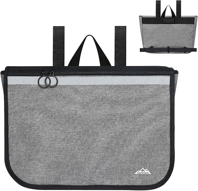 supregear Wheelchair Carry Bag - Accessories Pouch for Rollator, Walkers, Power Wheel Chairs and Knee Scooters - Side Armrest Storage Organizer for Elderly Seniors - Lightweight Portable Travel Tote