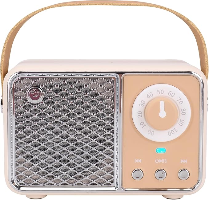 Dosmix Retro Bluetooth Speaker, Vintage Decor, Wireless Bluetooth Speakers, Cute Old Fashion Style for Kitchen Desk Bedroom Office Party Outdoor Kawaii Accessories (Beige)