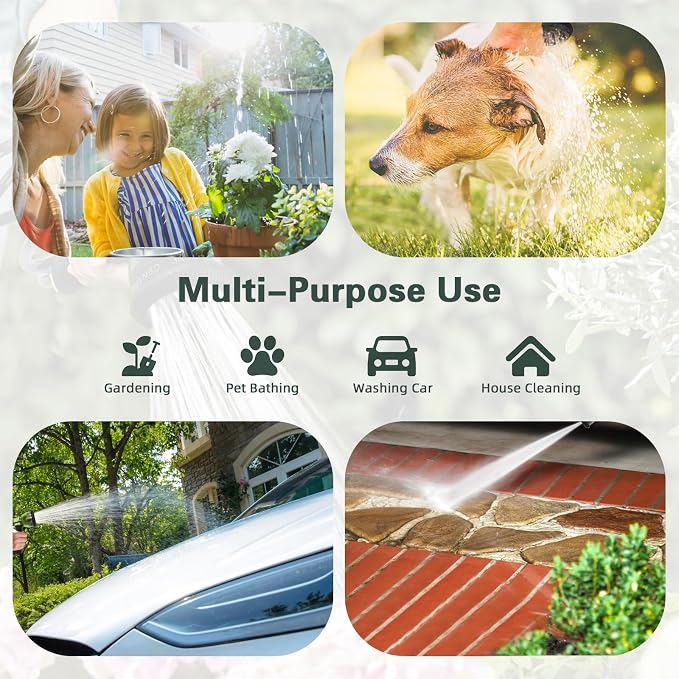 Coil Hose 50FT EVA Coil Garden Hose With 3/4'' Brass Connector Coiled Water Hose Lightweight And No Kink Includes 7 Patterns Spray Nozzle For Outdoors Lawn Watering Car Washing