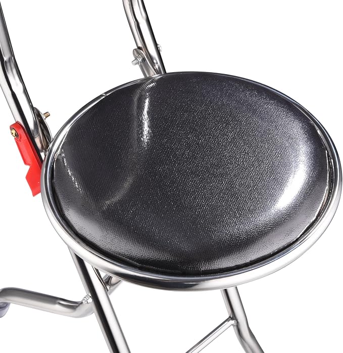 Folding Walking Stick with Seat, Stable Cane Chairs for Adults Eldely, Four Legged Portable Cane Seat Stool for Travel Hiking Waiting