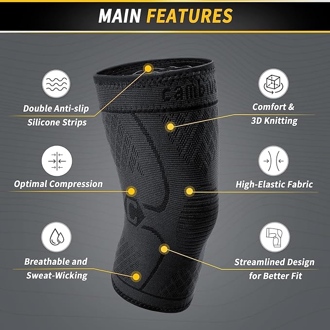 CAMBIVO 2 Pack Knee Brace, Knee Compression Sleeve Support for Men and Women, Knee Pads for Running, Hiking, Meniscus Tear, Arthritis,Joint Pain Relief (Slate Blue,Small)