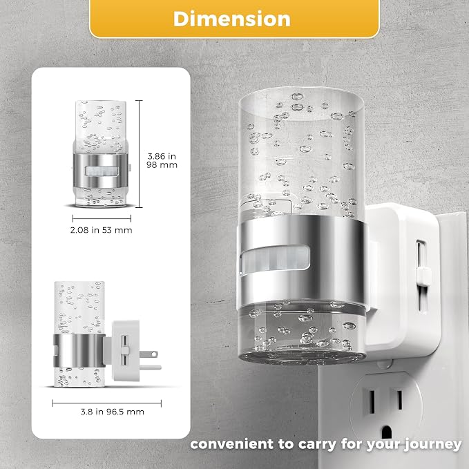 L LOHAS LED Motion Sensor Night Light,Dimmable Night Lights Plug into Wall | 2 Pack 3000K Night-Lights with 0-100 LM Adjustable, Acrylic Bubble Plug in Nightlights for Bathroom Hallway Nursery