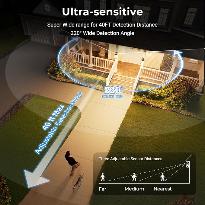 VIANIS Motion Sensor Outdoor Light Fixture, 2 Pack Outdoor Wall Lights | Adjustable Sensitivity, Oil-Rubbed Bronze, Anti-Rust Aluminum, Waterproof Outdoor Lanterns for Porch, Front Door, Entrance