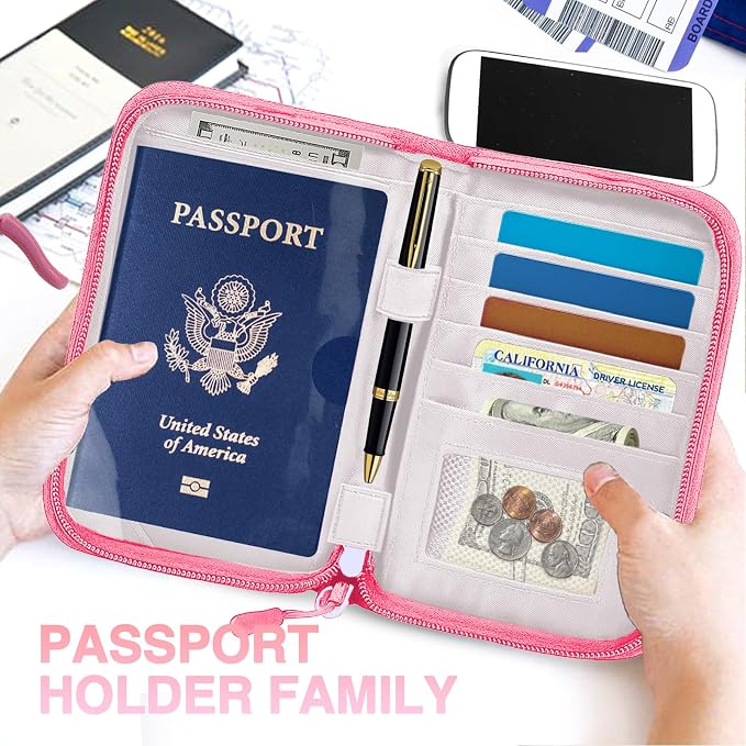 Passport Holder for Travel, Women Rfid Blocking Passport Wallet, Travel Essentials Premium Wallets, Waterproof Passport Holders Bag for Men Traveling, Travel Document Organizer Credit Cards Case