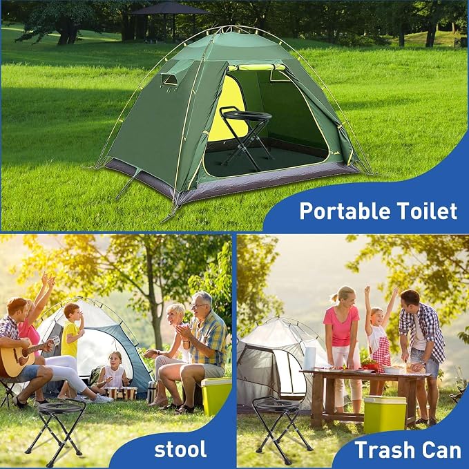 Upgraded Portable Toilet, Height Adjustable Camping Toilet Portable Potty for Camping, Hiking, Road Trip, Car, RV, Tent, Beach, Truck Drivers