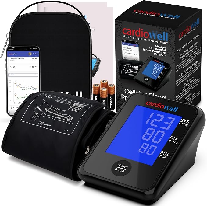 4G LTE Cellular High Blood Pressure Monitor – AMA Validated Accurate BP Device for Home Use, Automatic Upper Arm Large Cuff for Adults and Patients, Portable Heart Monitor