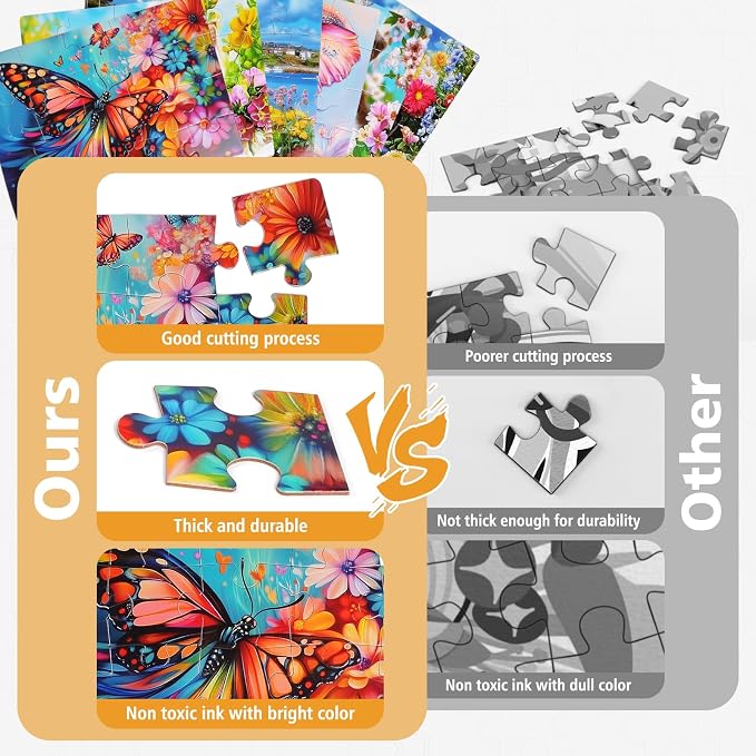 20-Piece Large Piece Puzzles for Seniors, 6 Pack Easy Grip Set | Dementia & Alzheimer's Puzzles for Elderly , Confidence Building, Family Activity, Nursing Home Friendly Gift(Animal)