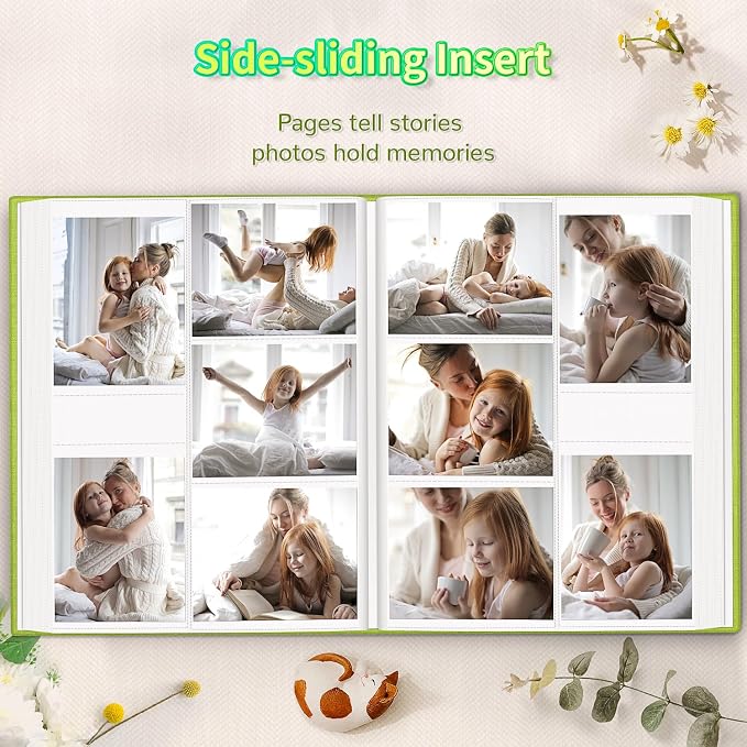 Artfeel Photo Album 4x6 with 1000 Pockets,Slip-in Picture Albums,Linen Cover Memory Book with Front Window,White Page Vertical Photo Book for Wedding,Family,Anniversare,Baby,Vacation