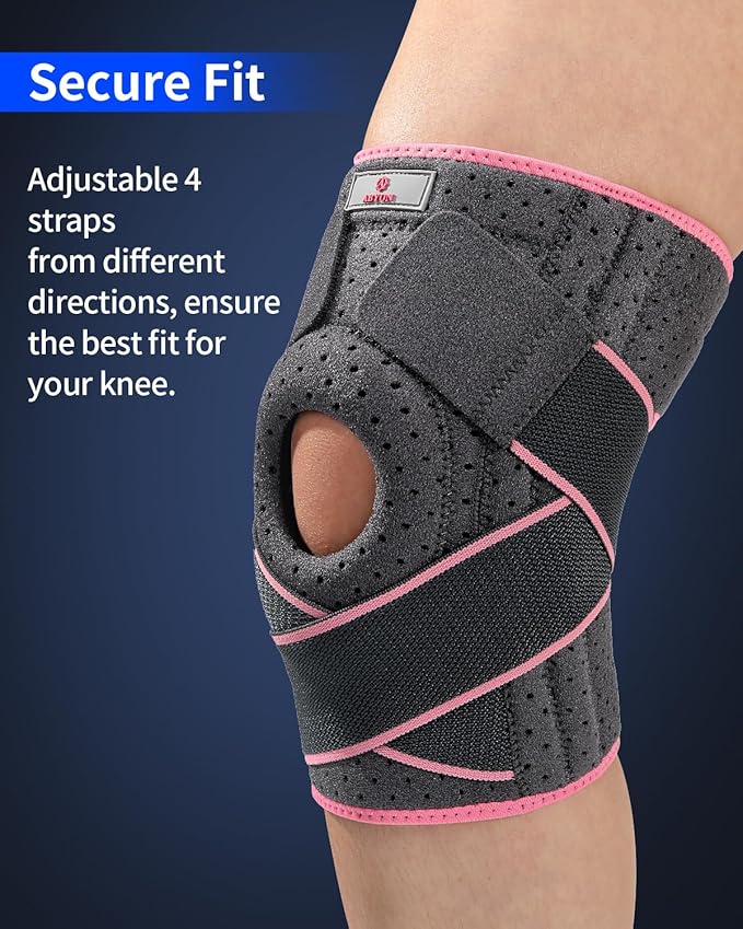 ABYON Adjustable Knee Brace for Men & Women - Maximum Support with Dual Side Stabilizers & Crossed Compression Straps for Meniscus Tear, ACL, MCL, LCL, Patella Injury and Post-Surgery Recovery - Please Check Sizing Video Before Buying