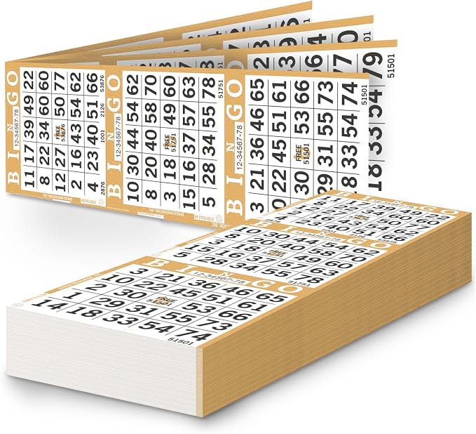Bingo Paper Sheets – 3 Faces, 12" x 4" – Pack of 500 Disposable Bingo Cards – Recyclable Dauber Paper for Seniors, Adults & Community Events (Tan)