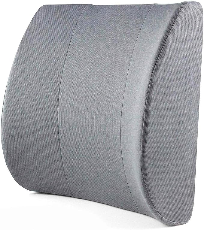 DMI Lumbar Support Pillow for Chair to Assist with Back Support with Removable Washable Cover and Firm Insert to Ease Lower Back Pain while Improving Posture, 14 x 13 x 5, Contoured Foam, Elite, Gray