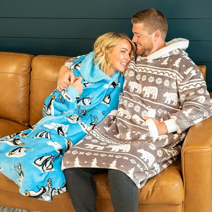 LazyOne Oversized Blanket Hoodie, Oversized Hoodies for Women and Men, One Size Fits All Wearable Blankets