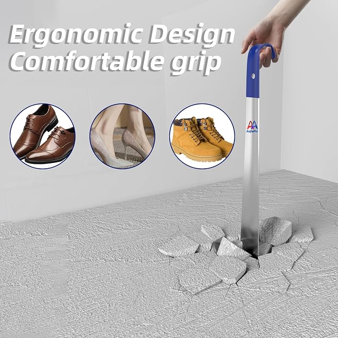 16.5" Shoe Horn Long Handle for Seniors,Stainless Steel Shoe Horn, Shoe Spoon，Boot Horn,Blue or Black Selection,2pcs